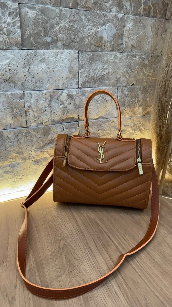 BOLSA BAÚ YSL II - CARAMELO
