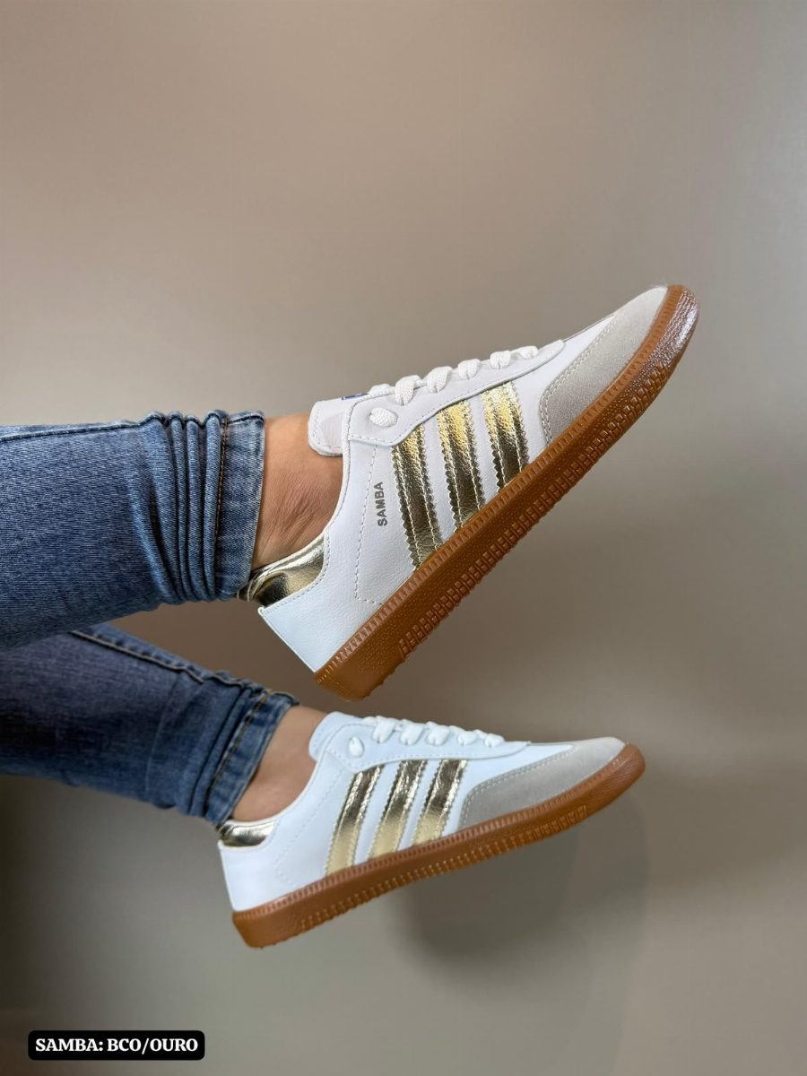 ADIDAS SAMBA - BRANCO/OURO/CARAMELO
