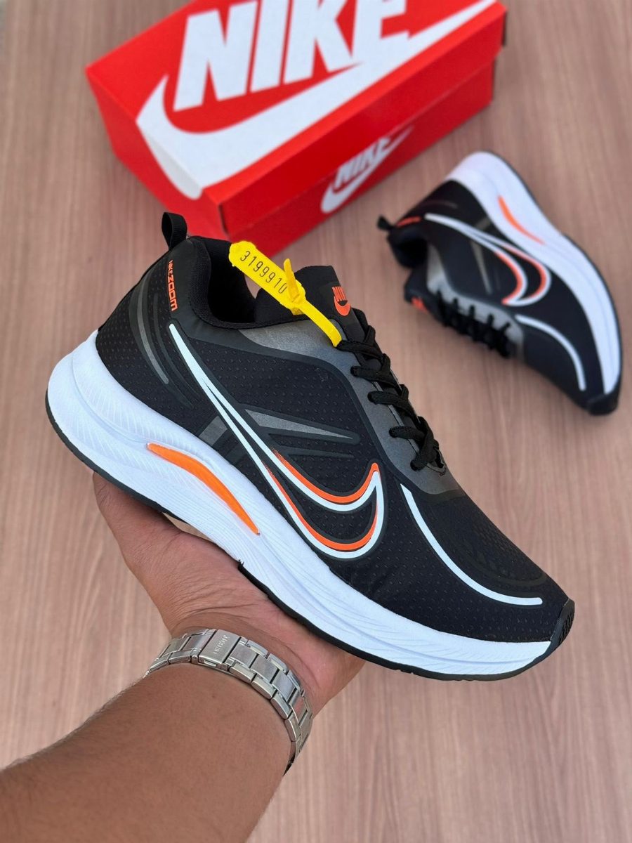 NIKE ZOOM ESPORTIVO - PRETO/LARANJA/BRANCO