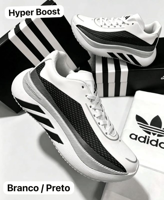 ADIDAS HYPER BOOST - BCO/PRETO