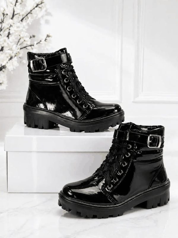 BOTA FEMININA COTURNO - PRETO VERNIZ