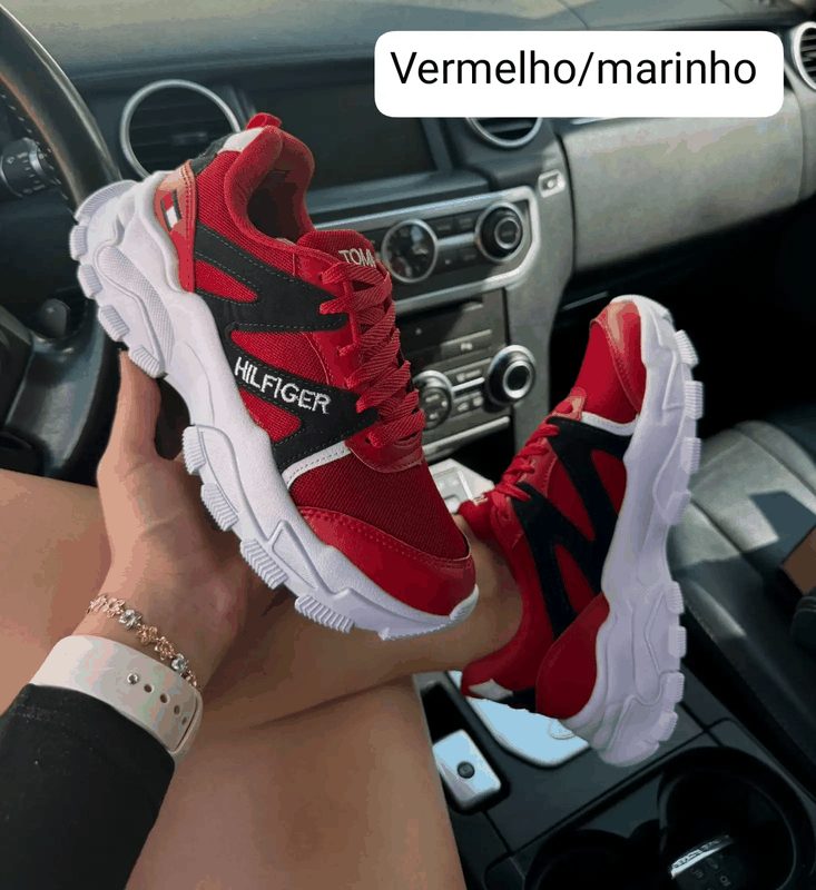 TENIS TOMMY HILFIGER - VERMELHO/MARINHO