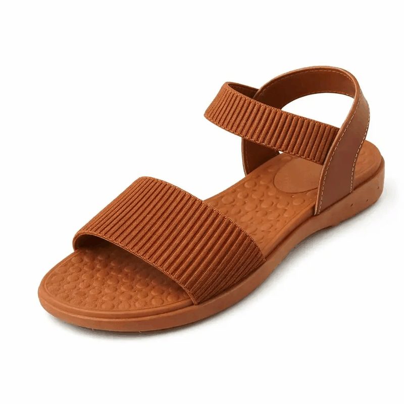 SANDALIA TIRAS DE ELASTICO CARAMELO