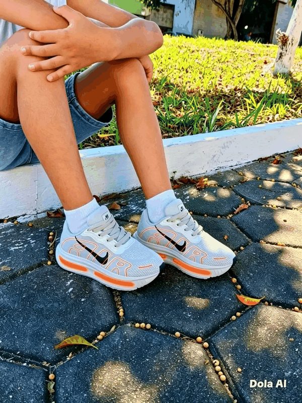 NIKE AIR INFANTIL - BRANCO/LARANJA