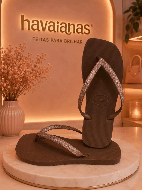 HAVAIANAS FEMININA - CAFÉ/GLITTER